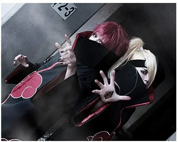 4 Pcs Naruto Costume Akatsuki Cloak Cosplay Sasuke Uchiha Cape Cosplay Itachi Clothing Cosplay costume 2pcs/Pair Colored Lenses