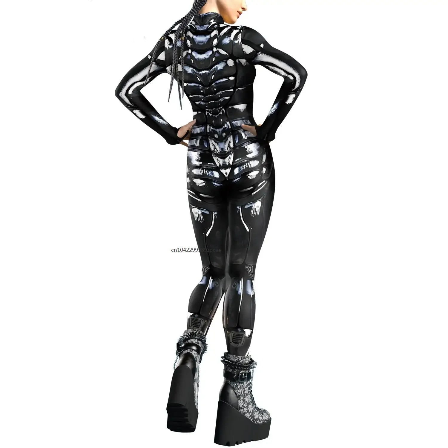Future Technology Punk Robot Women Jumpsuits Clothing Colorful Texture Printing Zentai Bodysuit Cosplay Costume Halloween Outfit