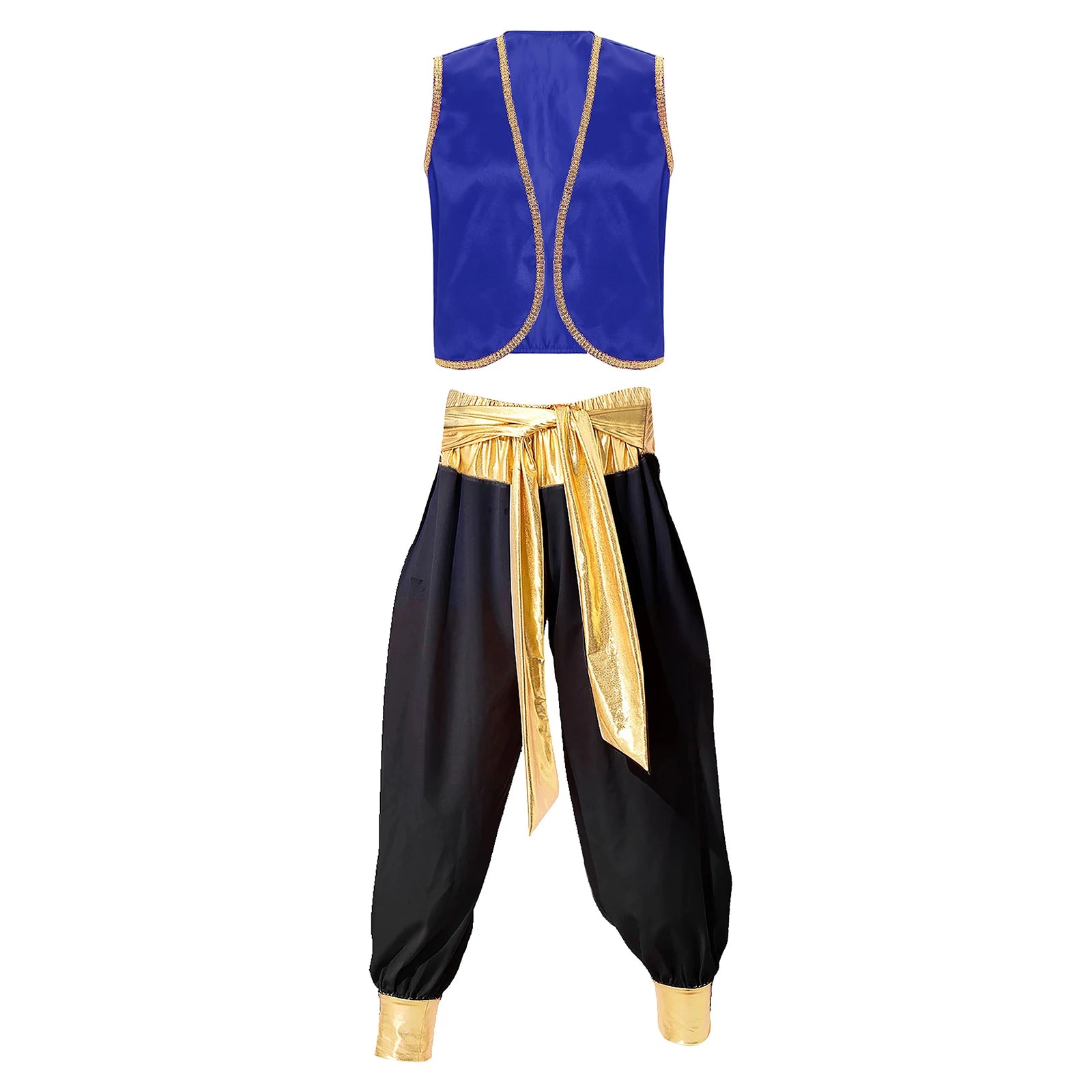 Fantasy Myth Prince Aladin Costume for Adults Sleeveless Waistcoat And Pants Stage Outfit for Halloween Themed Parties Cosplay