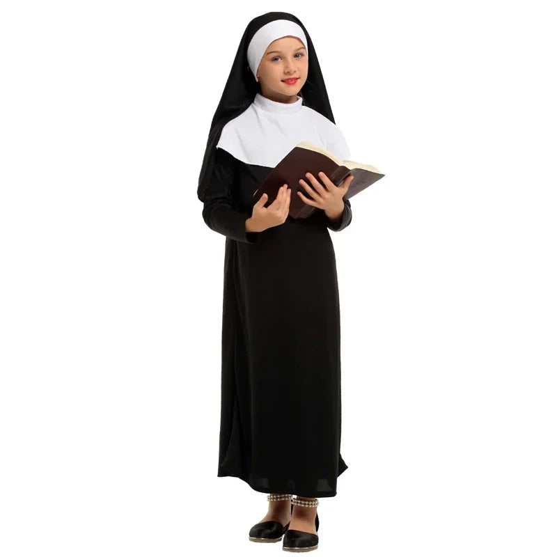 Christian Missionary Father Priest Costume For Boys Nun Costumes For Girls Kids Child Easter Purim Halloween Fancy Dress