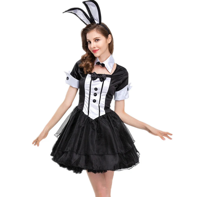 Carnival Halloween Lady Sexy Pink Bunny Girl Costume Lovely Tulle Tuxedo Rabbit Disfraz Cosplay Fancy Party Dress