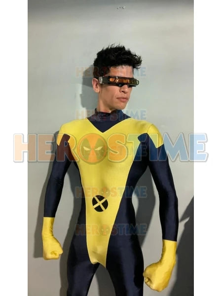 Cyclops Cosplay Costume Navy Blue and Yellow Spandex Zentai Costume Superhero Suit halloween costumes