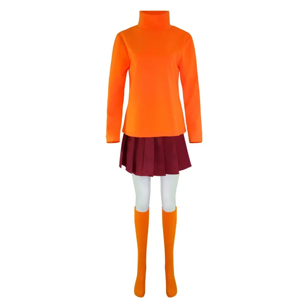 Anime Velma Cosplay Costume Movie Character Orange Uniform Halloween Costume For Women Girls Cosplay Costume Role Play Outfits