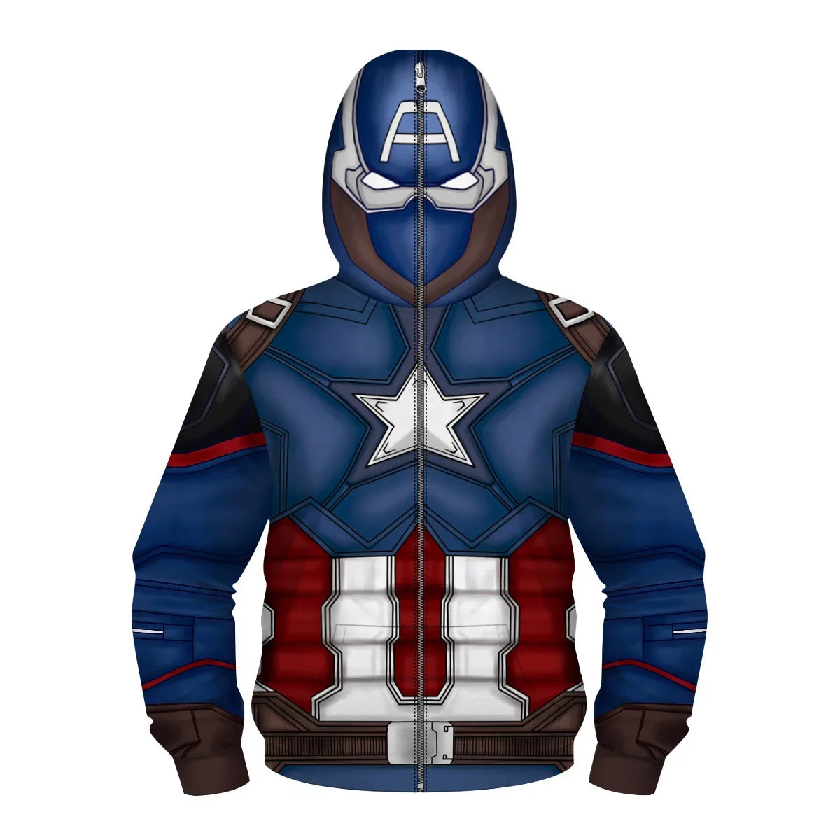 Anime Spiderman /Iron Man Full Zipper Hoodies Cosplay Costume Kids Boys Girls Superhero Cartoon Print Hooded Sweatshirts Outwear