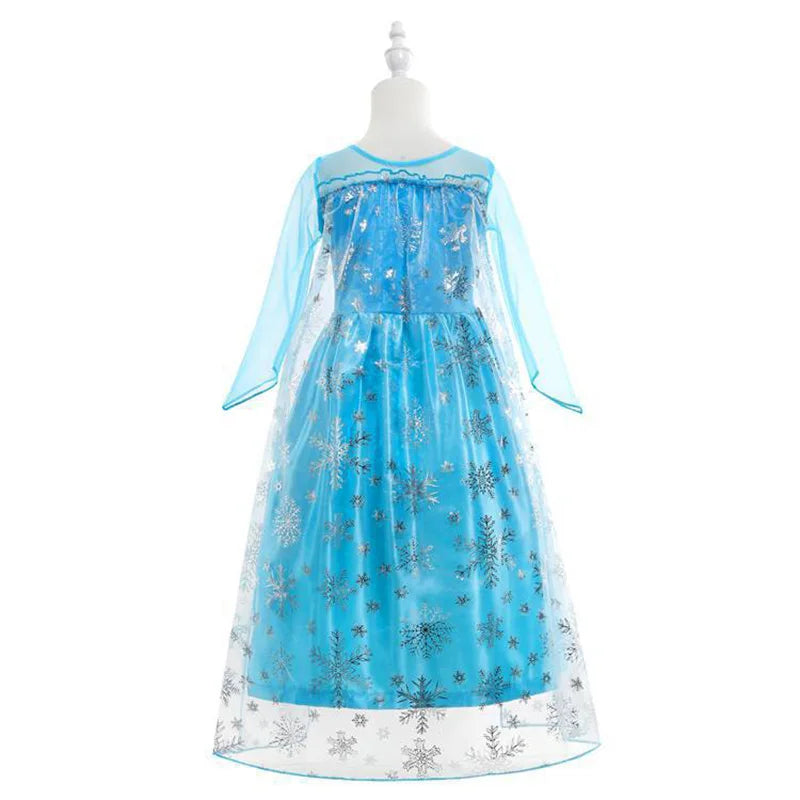 Disney Girls Elsa Princess Dress for Long Sleeve Kids Birthday Cosplay Frozen Costume Fancy 2025 Carnival Dress Up Party Costume