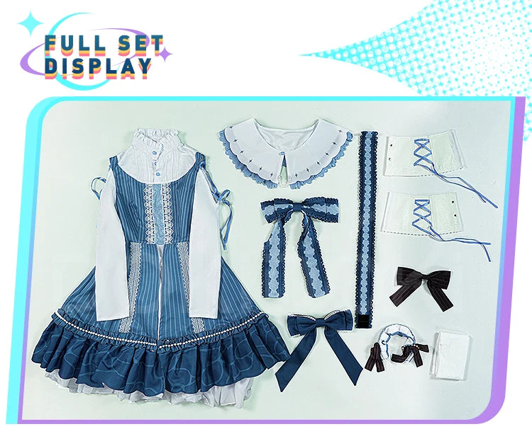 Akiyamaa Mizukii Cosplay Costume Game Cosplay DokiDoki-R Women Cute Blue Lolita Dress Costume Akiyamaa Mizukii Cosplay Christmas