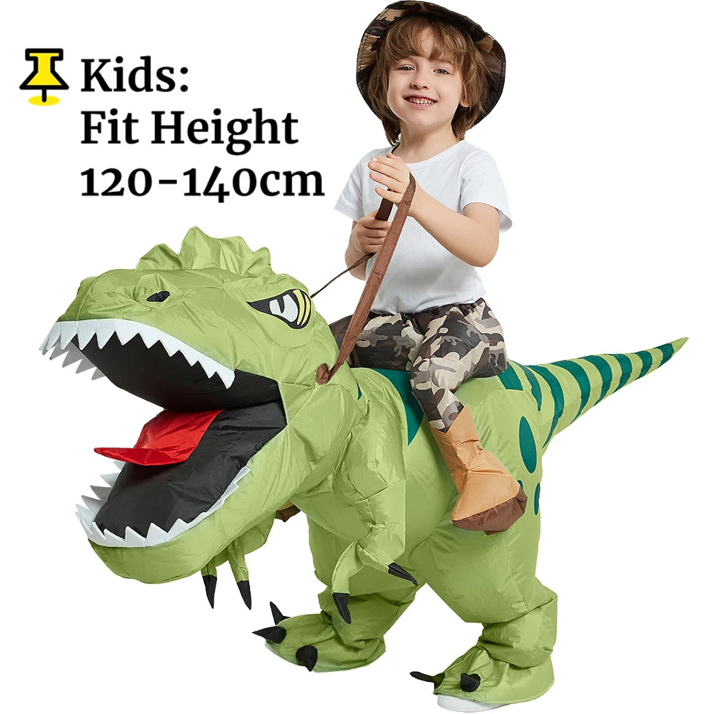 Adult Kids Inflatable Dinosaur Costume Ride On Blow Up T Rex Suit for Halloween Party Cosplay Carnival Performance