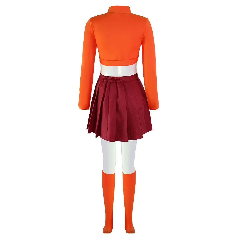 Anime Velma Cosplay Costume Movie Character Orange Uniform Halloween Costume For Women Girls Cosplay Costume Role Play Outfits