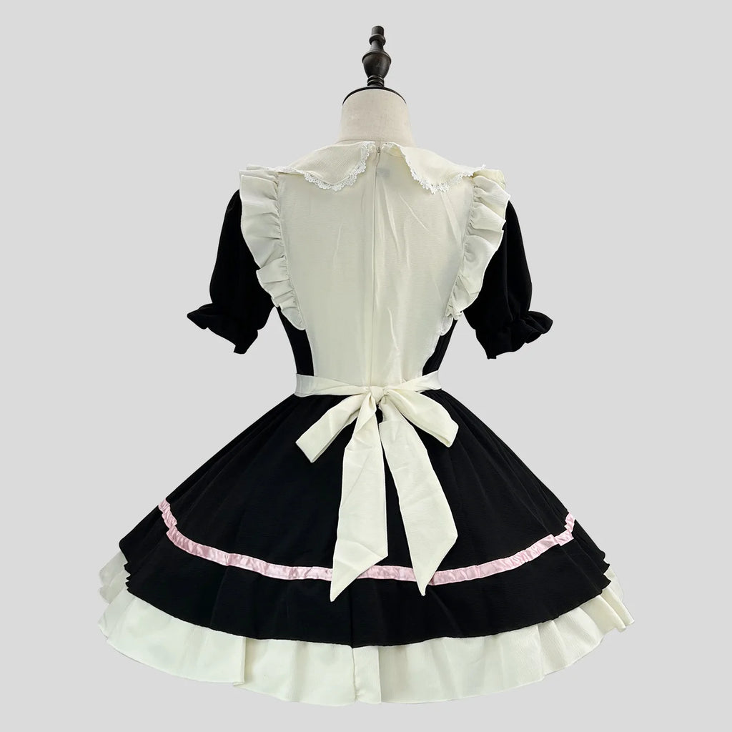 Color Cosplayer Cat Maid Dress Pink Bow Lolita Dress Halloween Party Cosplay Costume Anime Role Disguise Carnival Adult Clothing