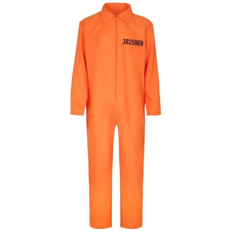Adult Carnival Orange Prisoner Costume Men Women Prisoner Cosplay Jumpsuit Roleplay Outfits Fantasy Halloween Carnival Costume