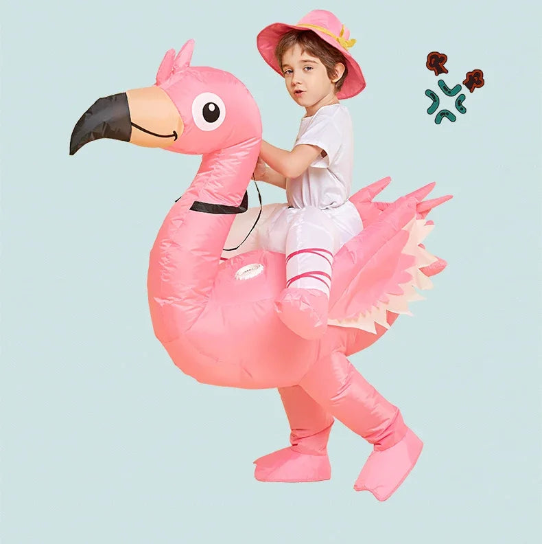 Adult Kids Pink Flamingo Inflatable Costume Halloween Christmas Carnival Children's Day Holiday Party Cosplay Birthday Gift