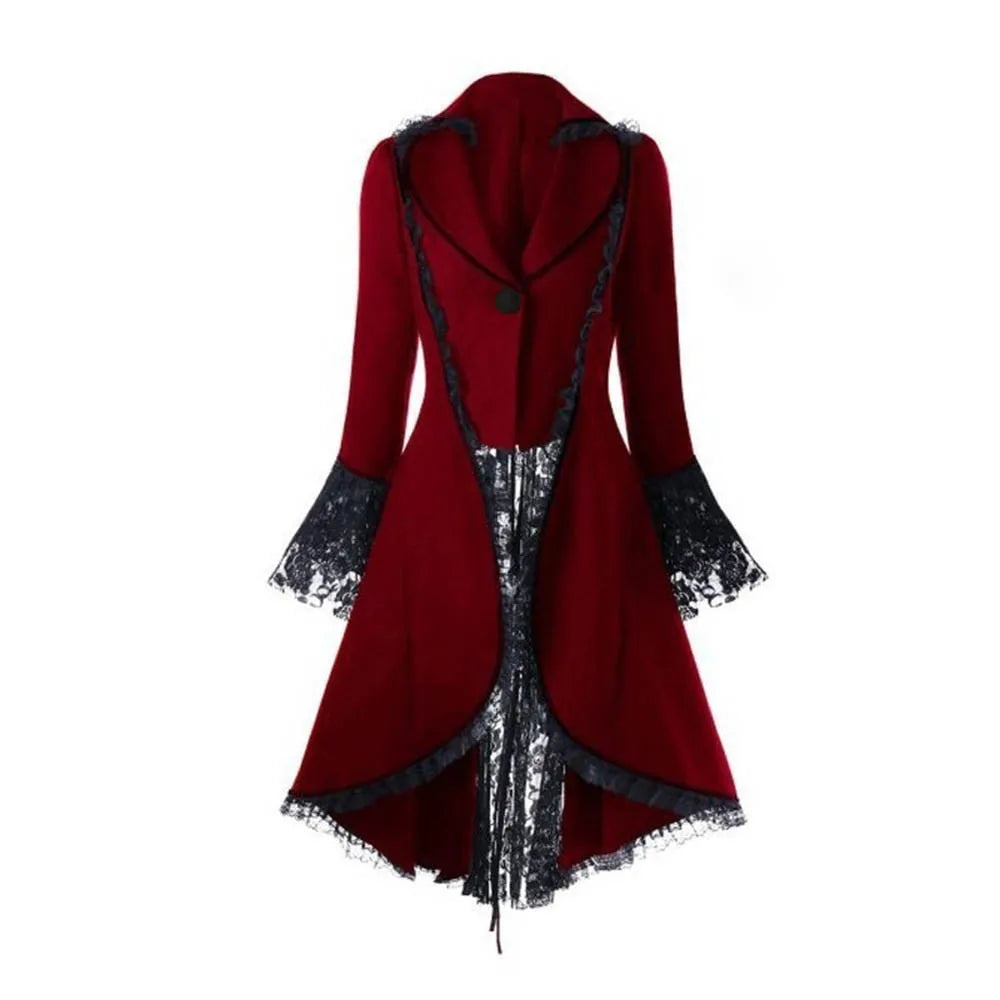 Medieval Steampunk Victorian Gothic Jacket Women Noble Court Vintage Halloween Dress Carnival Party Cosplay Costume Lace Coats