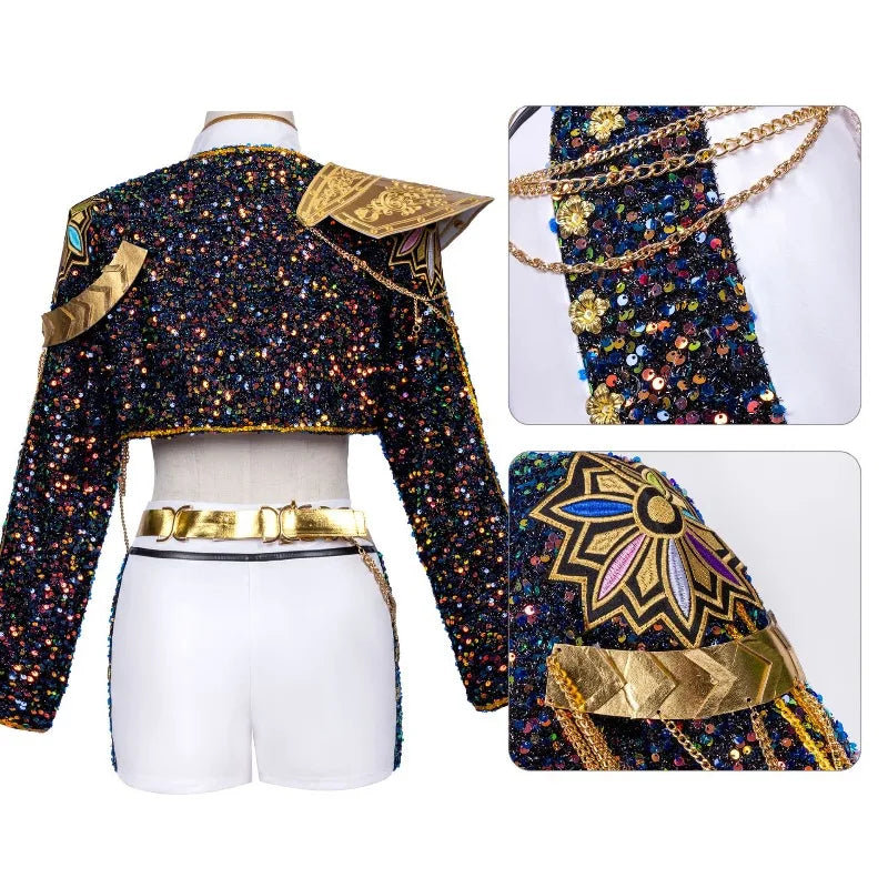 Demon Hunter Cosplay Costume Girls Group Mira Rumi Zoey Kpop Singers Anime Performance Cos Outfits Stage Shows Halloween Party