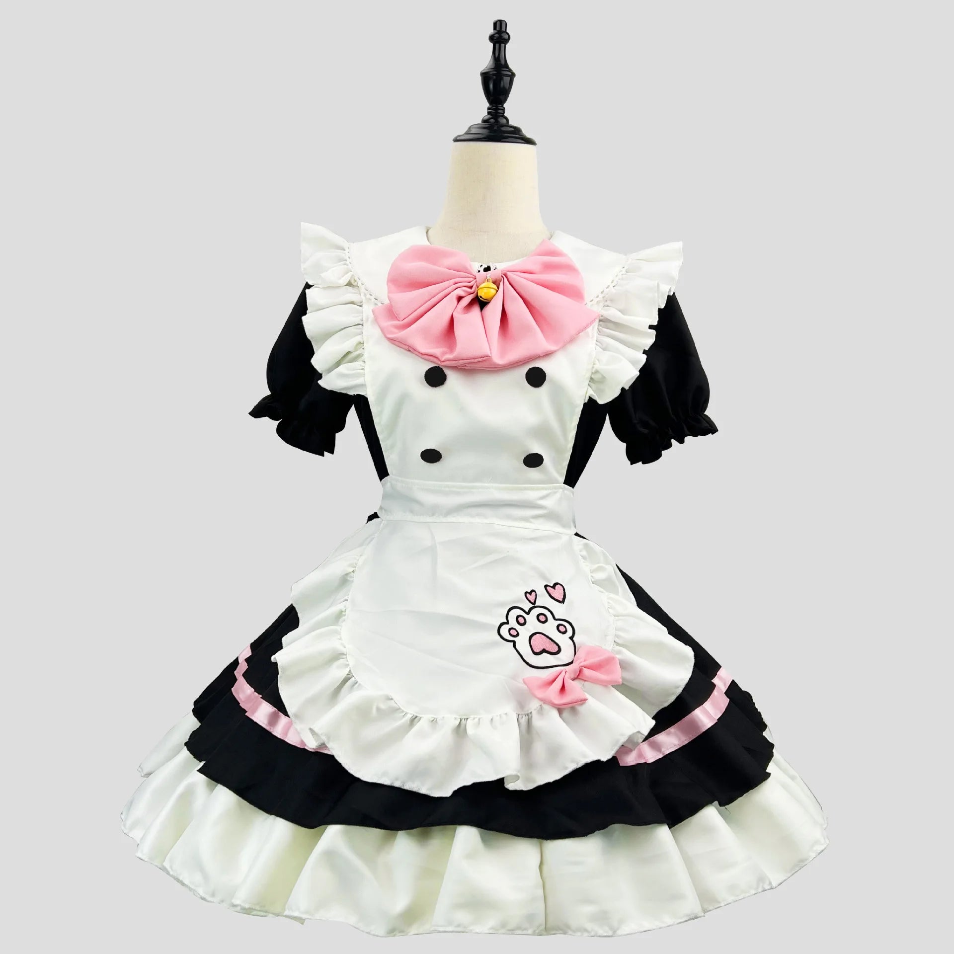Color Cosplayer Cat Maid Dress Pink Bow Lolita Dress Halloween Party Cosplay Costume Anime Role Disguise Carnival Adult Clothing