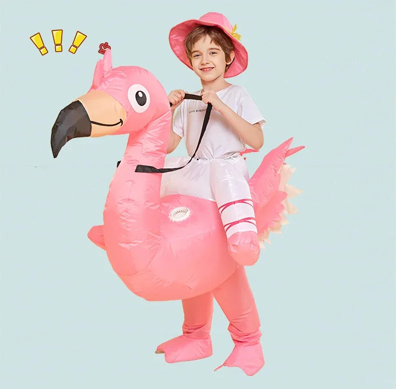 Adult Kids Pink Flamingo Inflatable Costume Halloween Christmas Carnival Children's Day Holiday Party Cosplay Birthday Gift