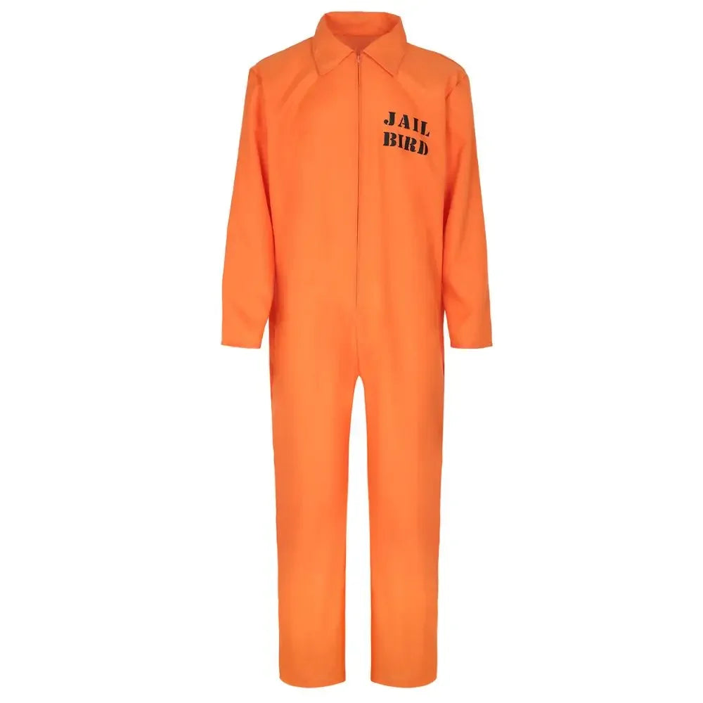 Adult Carnival Orange Prisoner Costume Men Women Prisoner Cosplay Jumpsuit Roleplay Outfits Fantasy Halloween Carnival Costume