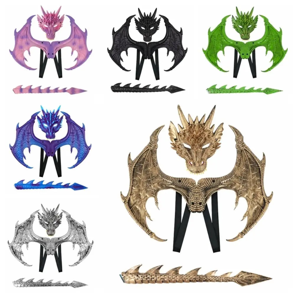 Cosplay Dragon Wing Tail Mask Set Role Playing Anime Halloween Ultra Light Dragon Set Dress Up Animal Halloween Costumes Party