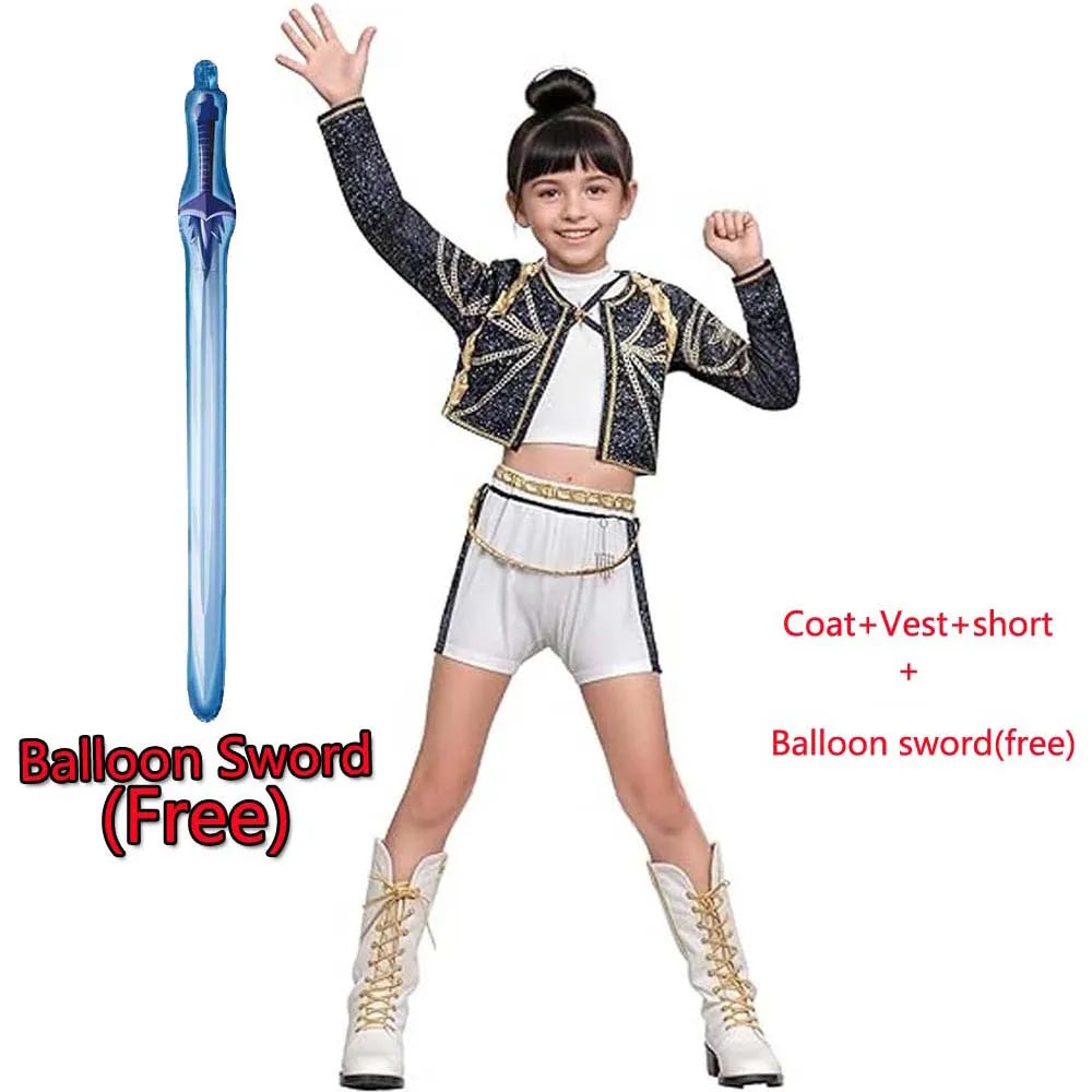 Children's Skirt Sets Kpop Demon Hunters Girls Halloween Christmas Party Rumi Carnival Cosplay Costume Suits Balloon Sword Free