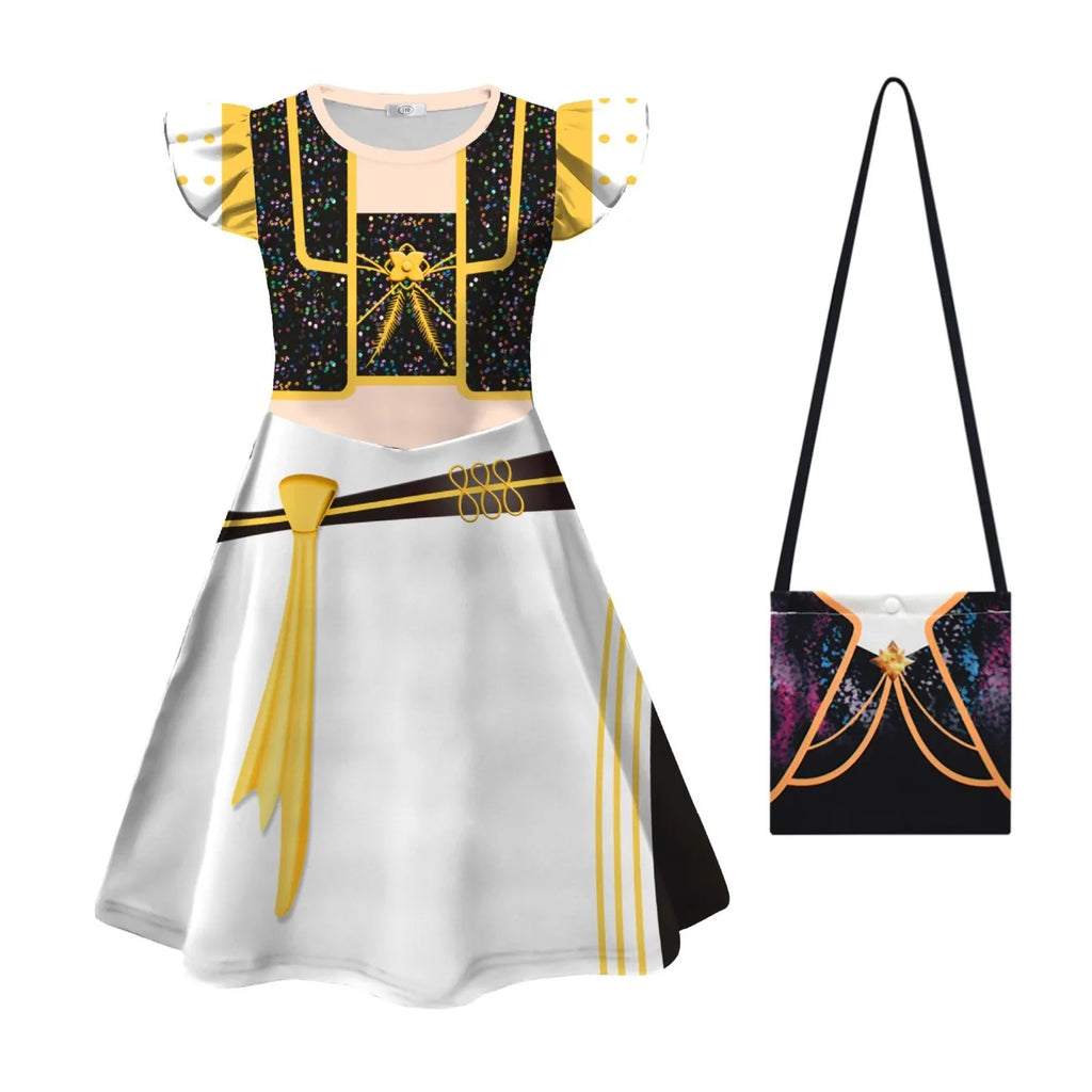 Anime Movie Kpop Rumi Demon Hunter Zoe Dress Up Huntrix Mira Cosplay Flying Sleeve Dress Girls Kids Halloween Party Costume