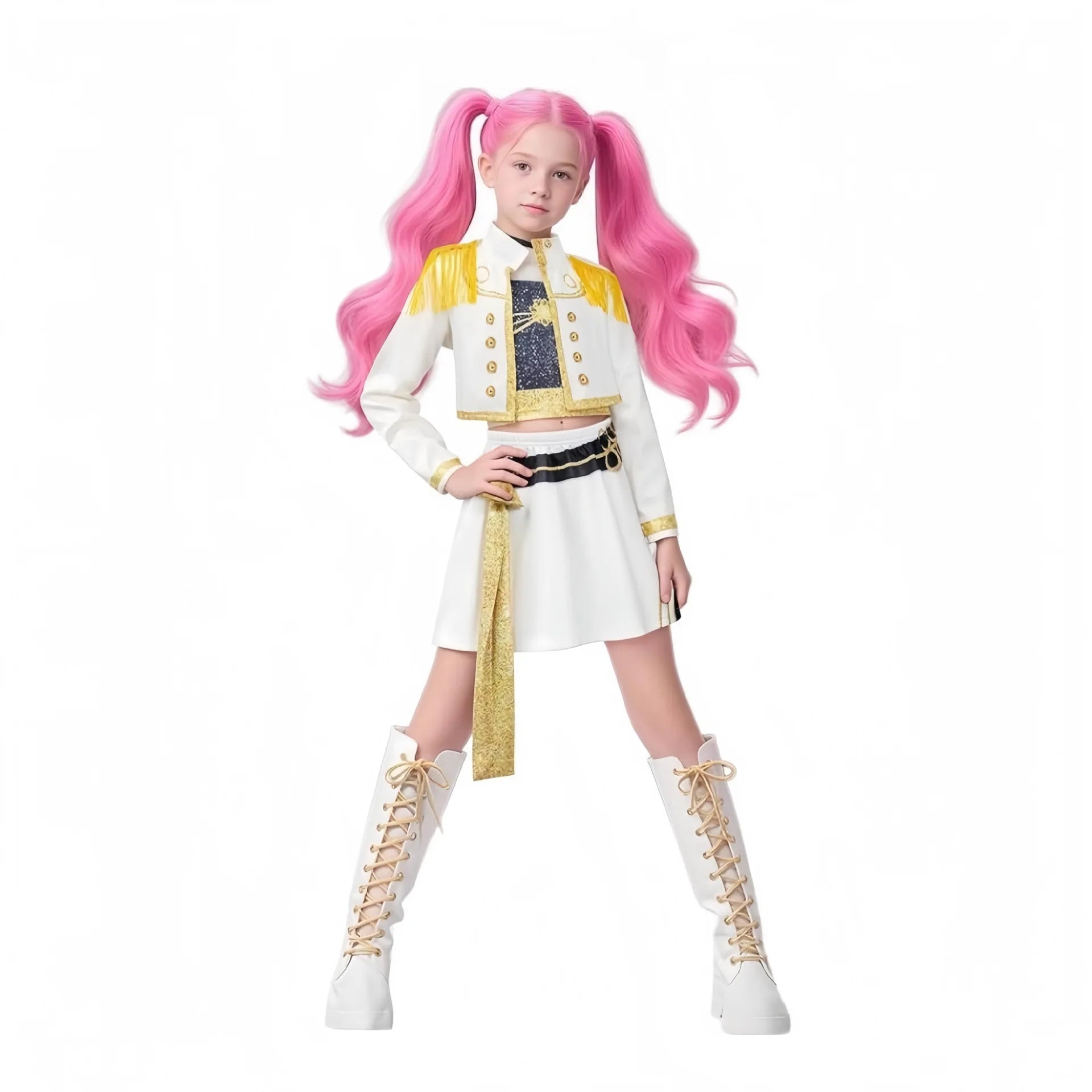 2025 Movie Rumi Mira Zoey White Cosplay Costume for Girl Halloween Carnival K-Pop Hunters Girl Group Idol Print Dress Up Outfit