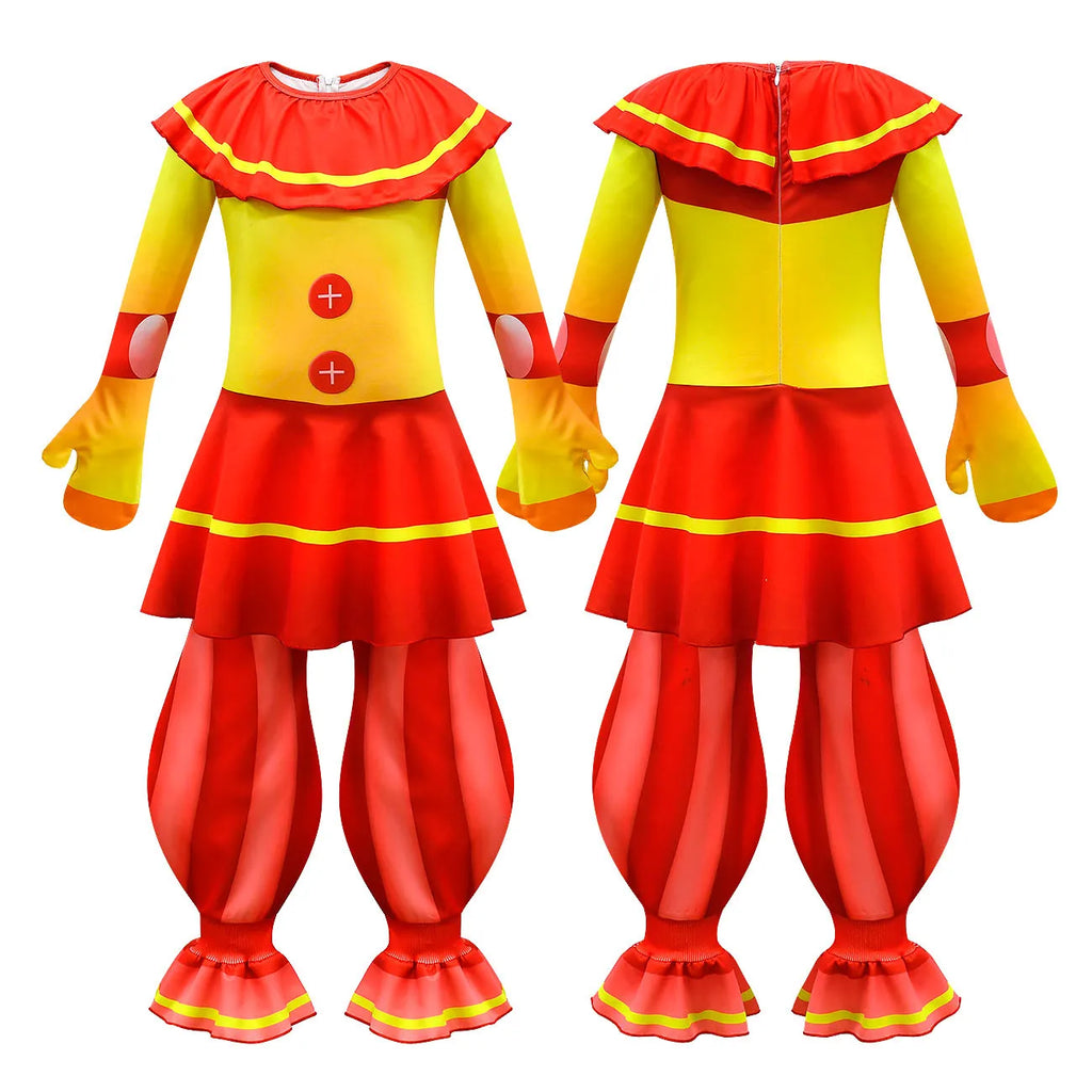 Anime Sundrop FNAF Sun clown Cosplay Clothing Boys Girls Bodysuit With mask Carnival Party Jumpsuit Halloween Costumes for Kids