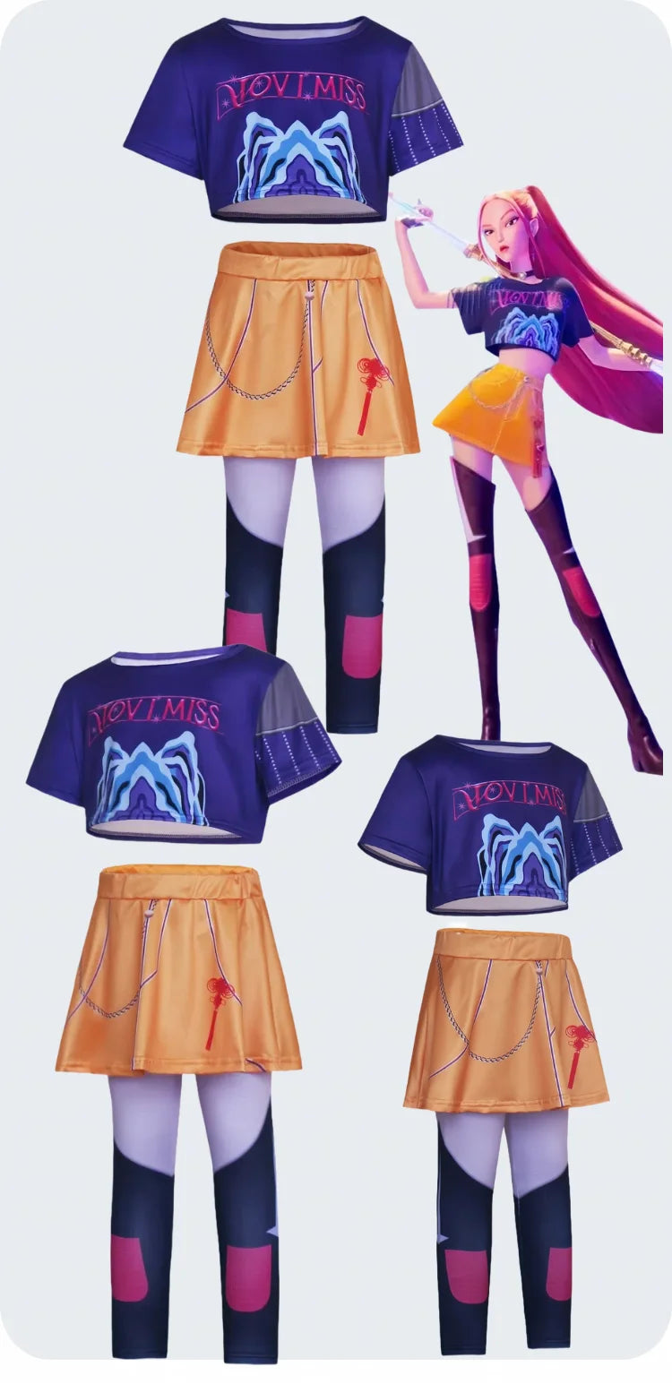 K-POP Demon Hunters Cosplay Costume For Girls Zoey Rumi Mira Kids Halloween Costume  Party Outfit Anime Roleplay Clothing