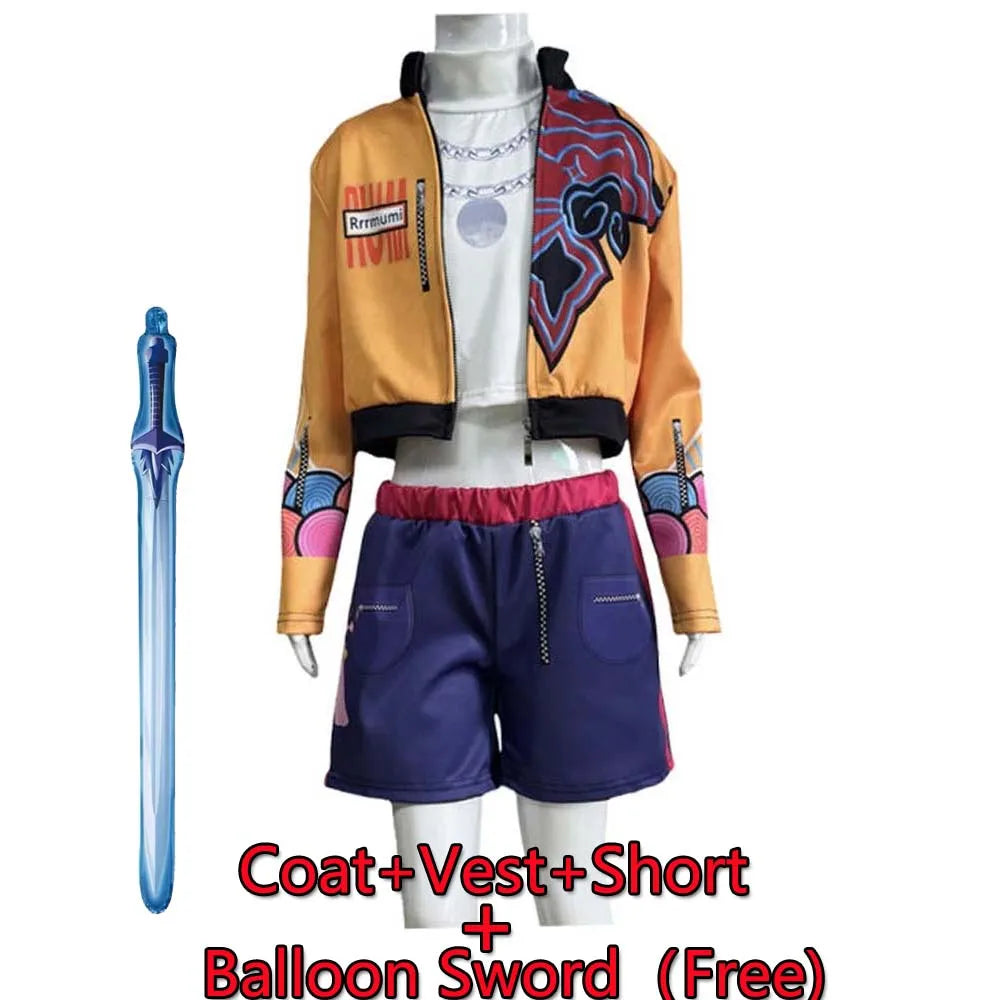 Children's Skirt Sets Kpop Demon Hunters Girls Halloween Christmas Party Rumi Carnival Cosplay Costume Suits Balloon Sword Free