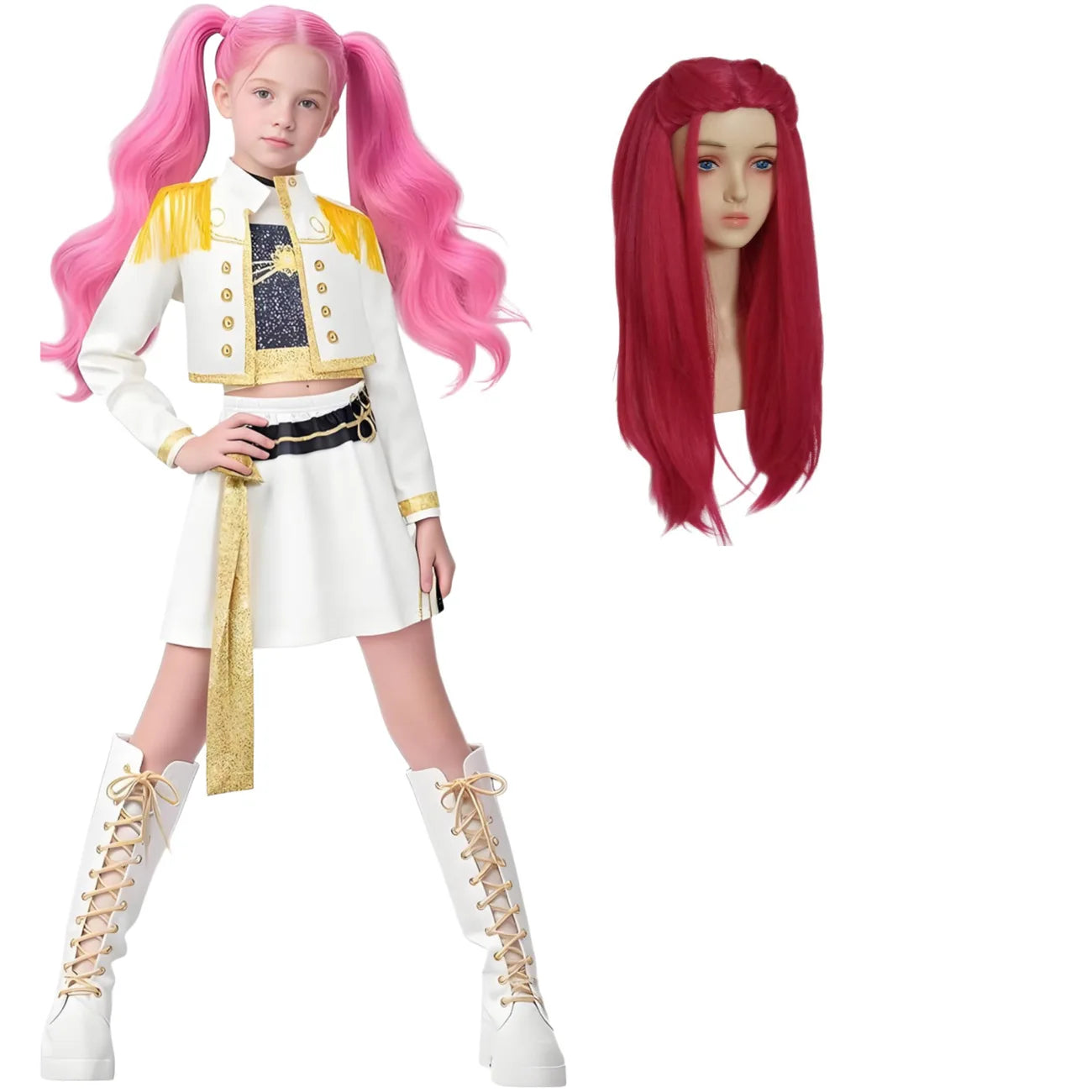 2025 Huntrix Zoey Mira Cosplay Costume for Girls Wig Mask Singing Suits K Pop Demon Hunters Uniform Kids Halloween Party Outfits