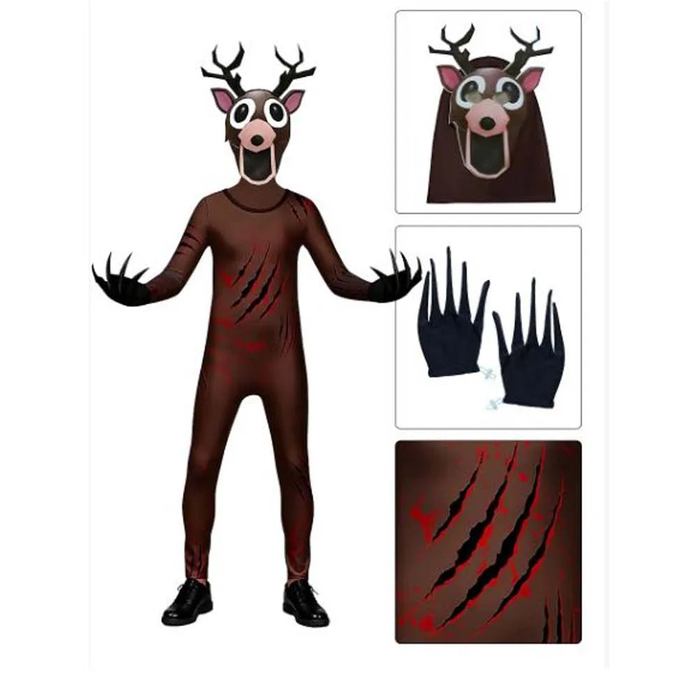 Fancy Halloween Costume for Kids 99 Nights in The Forest Deer Jumpsuit Cosplay Nightmare Forest Owl Anime Christmas Gift for Kid