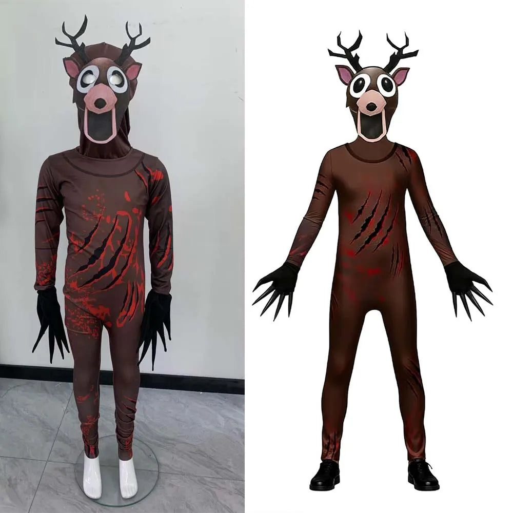 Fancy Halloween Costume for Kids 99 Nights in The Forest Deer Jumpsuit Cosplay Nightmare Forest Owl Anime Christmas Gift for Kid
