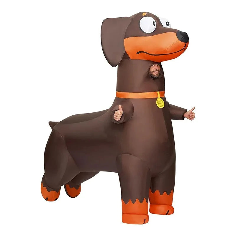 Adult Halloween inflatable costume Dachshund full body inflatable costume suitable for Halloween animal cosplay theme party