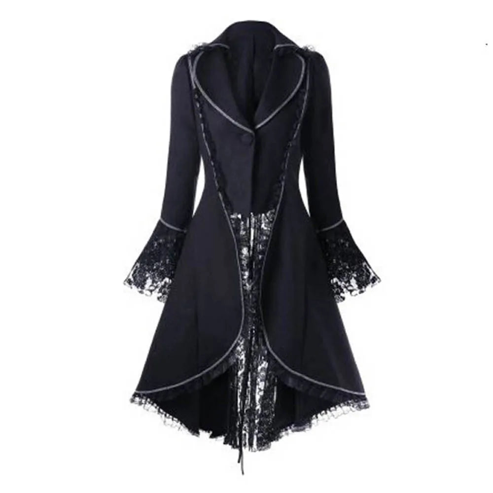 Medieval Steampunk Victorian Gothic Jacket Women Noble Court Vintage Halloween Dress Carnival Party Cosplay Costume Lace Coats