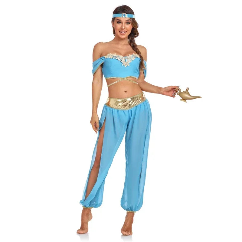 Adult Aladin and The Magic Lamp Jasmine Princess Cosplay Costume Women Stage Outfit for the Halloween