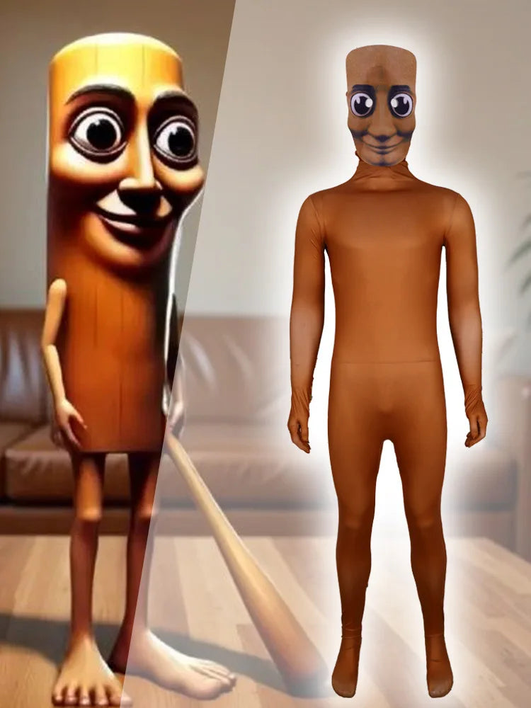 Game Tung Tung Tung Sahur Cosplay Bodysuit Kids Adults Italian Brain Character Halloween Costume Stage Performance Jumpsuit Mask