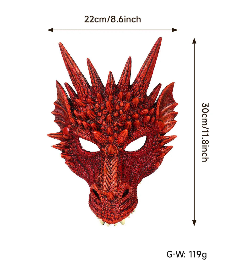 2025 Halloween Dragon Mask PU Foaming 3D Animal Dragon Halloween Carnival Party Cosplay Dragon Scary Mask Monster Mask