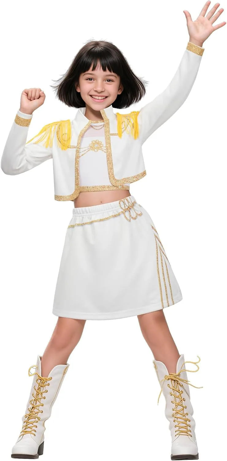 Children Girls Rumi Cosplay Costume Idol Star Kpop Group Role-Playing Clothes Anime Stage Performance Costume Halloween Set