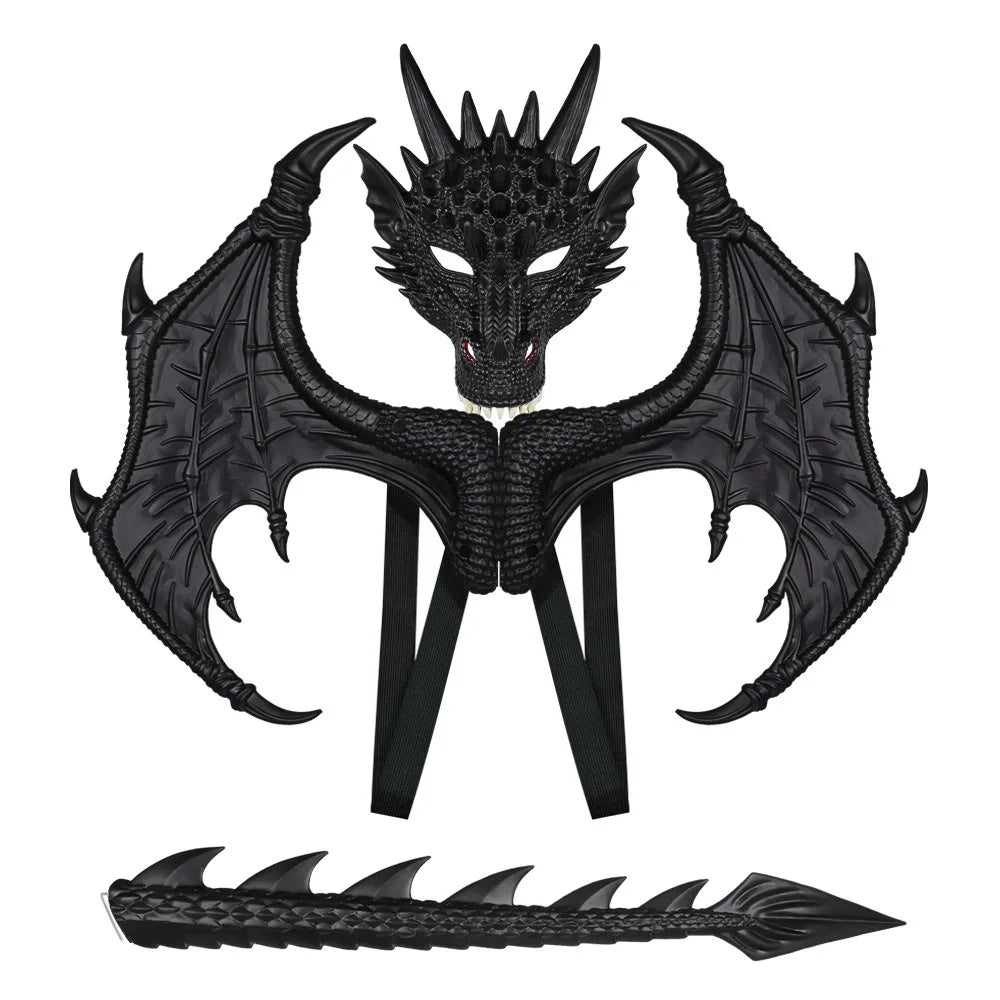 Cosplay Dragon Wing Tail Mask Set Role Playing Anime Halloween Ultra Light Dragon Set Dress Up Animal Halloween Costumes Party