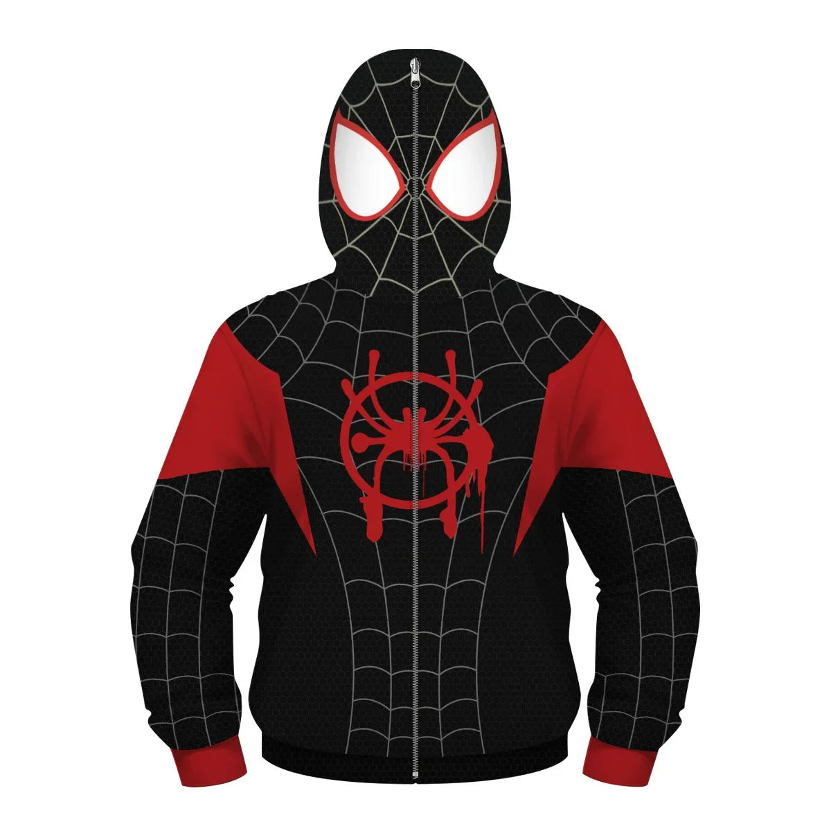 Anime Spiderman /Iron Man Full Zipper Hoodies Cosplay Costume Kids Boys Girls Superhero Cartoon Print Hooded Sweatshirts Outwear