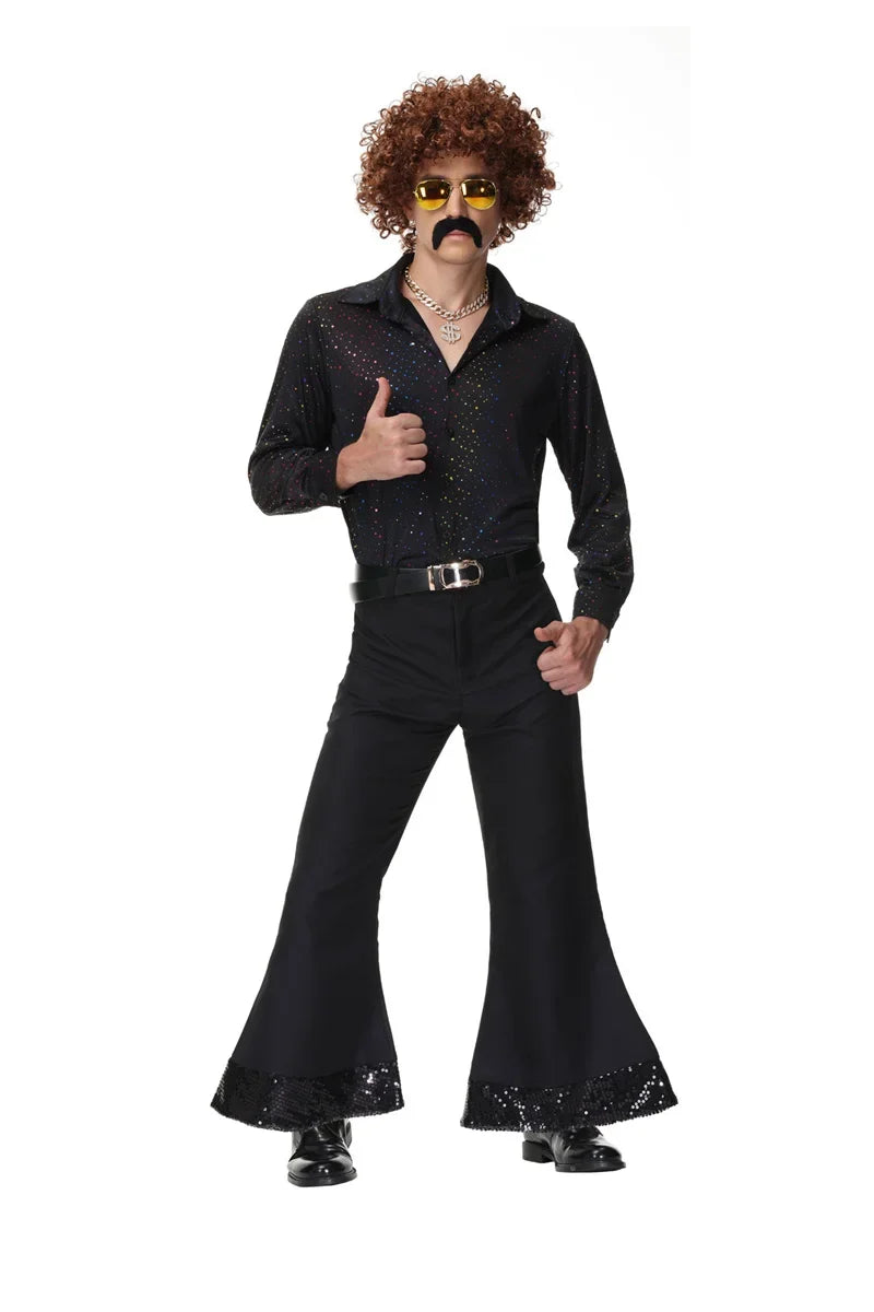 Adult Men 70s 80s Hippie Costume Retro Music Festival Disco Cosplay Party Halloween Fancy Dress