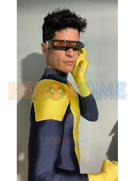 Cyclops Cosplay Costume Navy Blue and Yellow Spandex Zentai Costume Superhero Suit halloween costumes