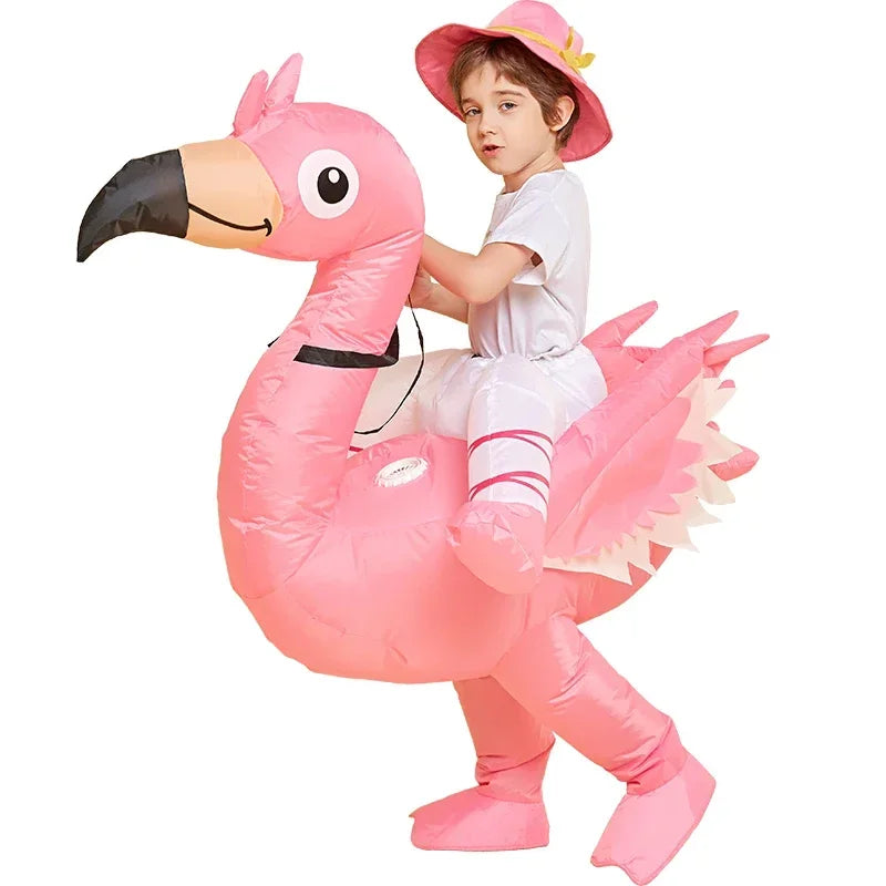 Adult Kids Pink Flamingo Inflatable Costume Halloween Christmas Carnival Children's Day Holiday Party Cosplay Birthday Gift