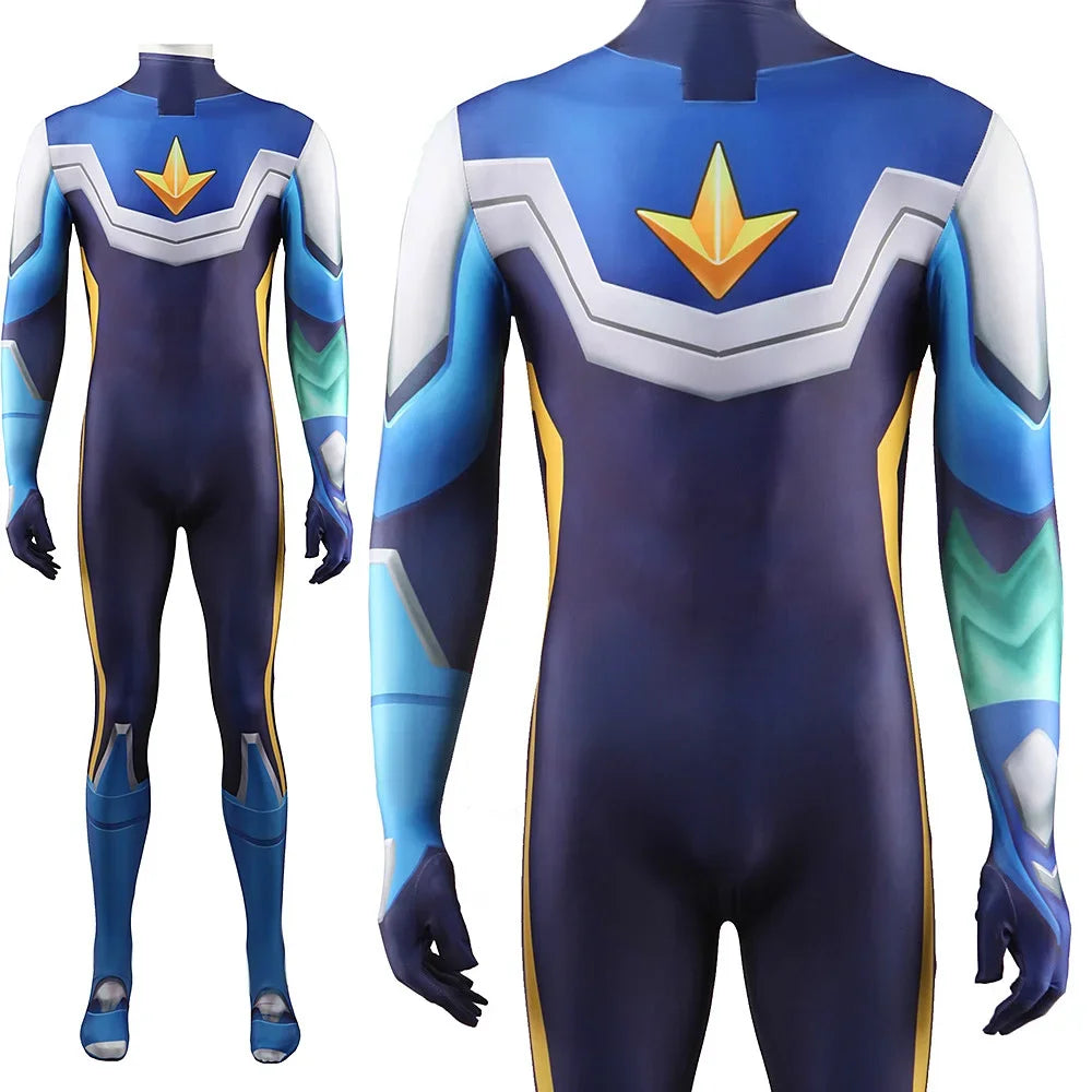 Anime WAR ROCK Superhero Cosplay Costume Hoshikawa Subaru Blue Megaman Spandex Zentai Suit Superhero Jumpsuit Halloween Costume