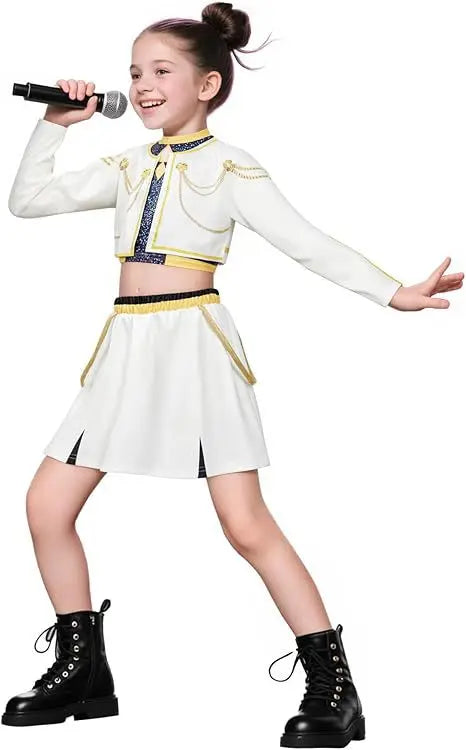 Children Girls Rumi Cosplay Costume Idol Star Kpop Group Role-Playing Clothes Anime Stage Performance Costume Halloween Set