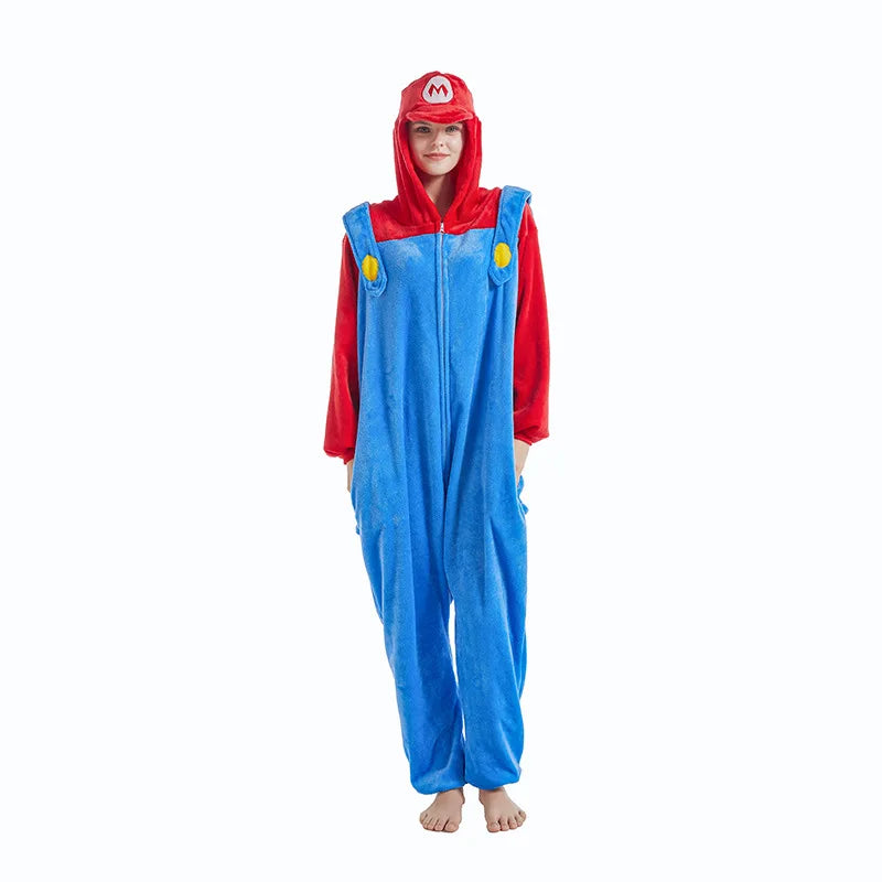 Anime Adult Cosplay Halloween Costumes Super Brother Mari Bros Onesies Jumpsuit Xmas Carnival Funny Children Pajamas Kigurumi