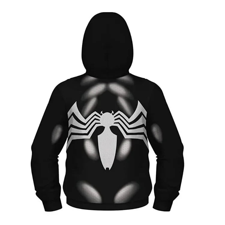 Anime Spiderman /Iron Man Full Zipper Hoodies Cosplay Costume Kids Boys Girls Superhero Cartoon Print Hooded Sweatshirts Outwear