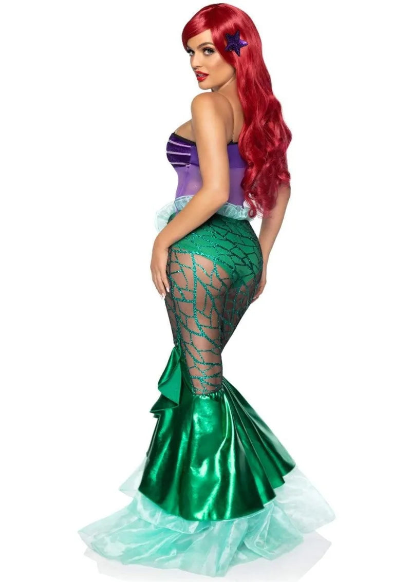 Anime Sexy Mermaid Ariel Princess Costumes Adult Women Halloween Mermaid Masquerade Uniforms Dress Up Fancy Sequins Ruffle Dress