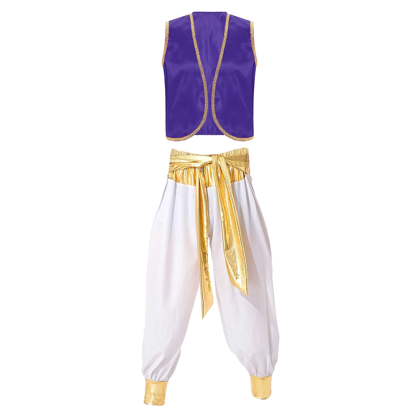 Fantasy Myth Prince Aladin Costume for Adults Sleeveless Waistcoat And Pants Stage Outfit for Halloween Themed Parties Cosplay