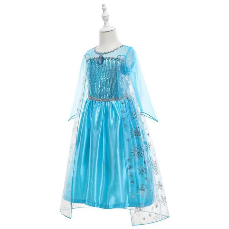 Disney Girls Elsa Princess Dress for Long Sleeve Kids Birthday Cosplay Frozen Costume Fancy 2025 Carnival Dress Up Party Costume