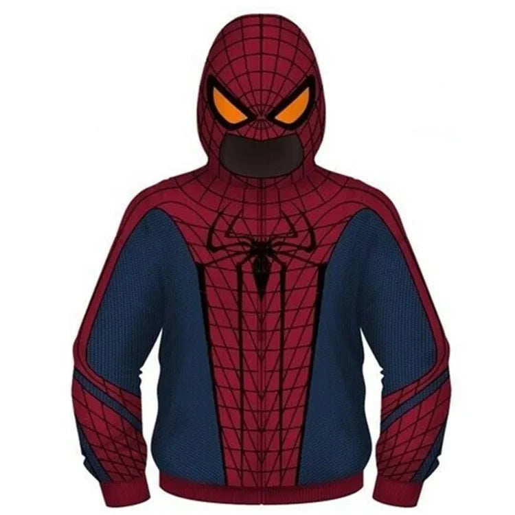 Anime Spiderman /Iron Man Full Zipper Hoodies Cosplay Costume Kids Boys Girls Superhero Cartoon Print Hooded Sweatshirts Outwear