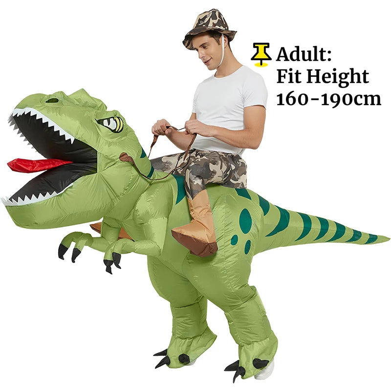 Adult Kids Inflatable Dinosaur Costume Ride On Blow Up T Rex Suit for Halloween Party Cosplay Carnival Performance